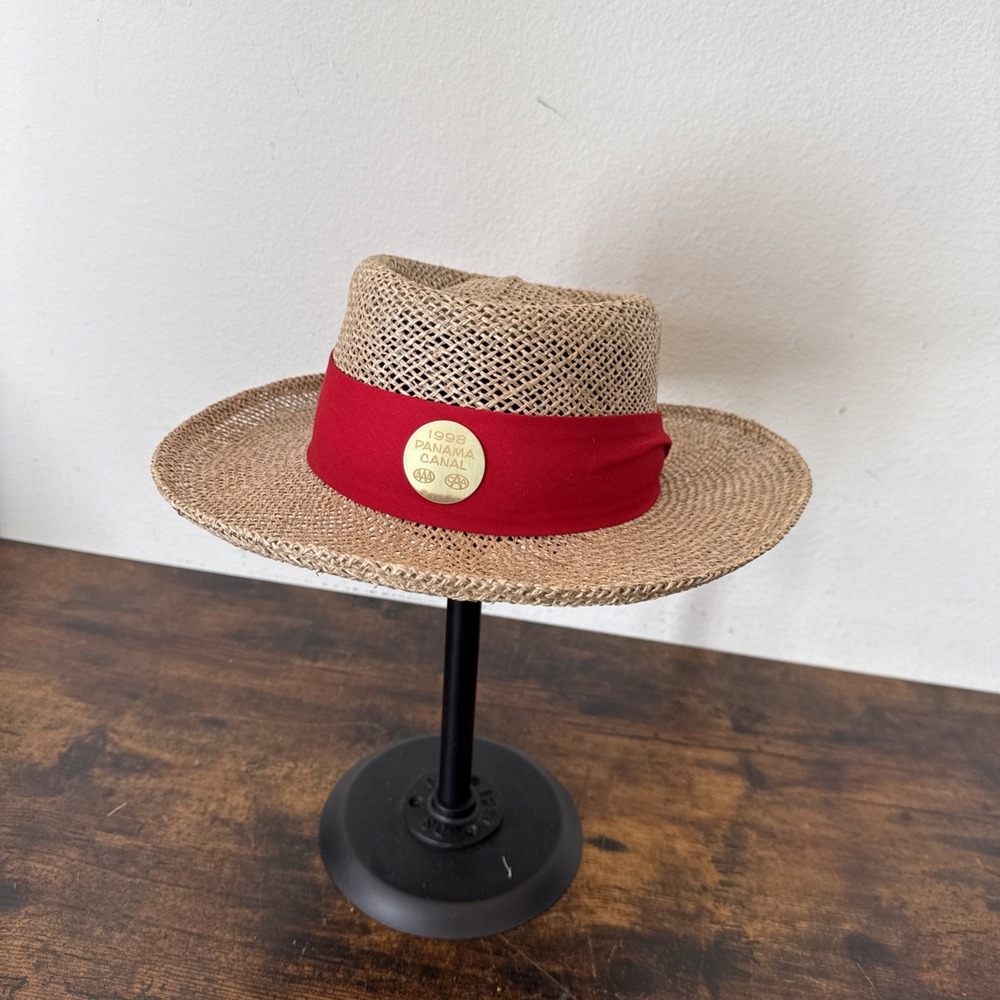 BTS Brand Panama Hat 1998 Panama Canal Commemorative Triple A Beige Red
